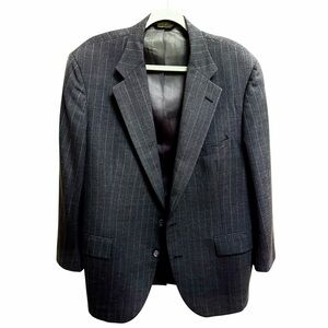 Vtg Barrister 42R Charcoal Pinstriped Mens Blazer Suit Jacket Sport Coat